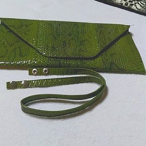Green Snakeskin Clutch Wristlet